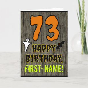 Carte 73e anniversaire : Thème Halloween Éffrayant, Nom 