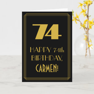 Carte 74e anniversaire - Art Déco Inspiré Look "74" & No