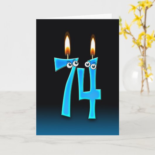 Carte 74e anniversaire bougies (Fleur jaune)