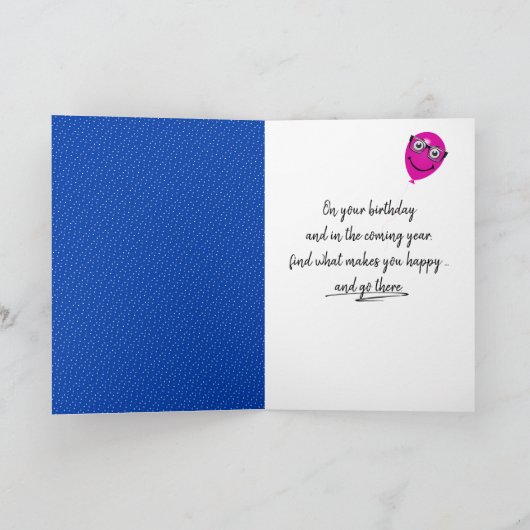 Carte 74e Anniversaire Chat avec Ballons (Intérieur)