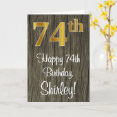 Carte 74e anniversaire : Elégant Faux Gold Look #, Faux (Fleur jaune)