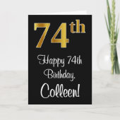 Carte 74e anniversaire ~ Elégant Luxueux Faux Gold Look  (Devant)