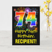Carte 74e anniversaire : Fun Fireworks Motif + Rainbow 7 (Fleur jaune)