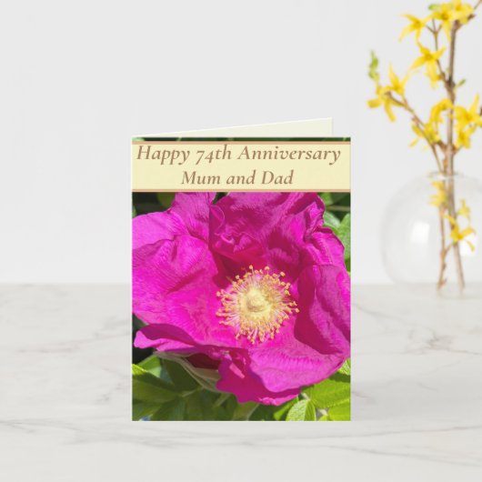 Carte 74e anniversaire modifiable (Fleur jaune)