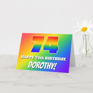 Carte 74e anniversaire : Motif Rainbow multicolore # 74