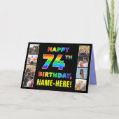 Carte 74e anniversaire : Rainbow Text, Custom Photos & N (Devant)