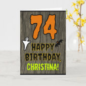 Carte 74e anniversaire : Thème d'Halloween Éffrayant, No (Fleur jaune)