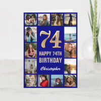 74e Joyeux Anniversaire Marine Bleu & Gold Photo C