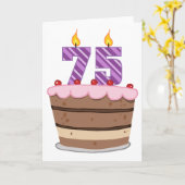 Carte 75 ans sur le gâteau d'anniversaire (Fleur jaune)