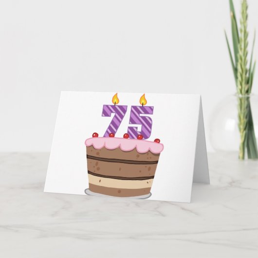 Carte 75 ans sur le gâteau d'anniversaire (Devant)