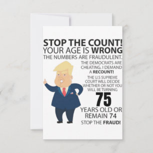 Carte 75 ans Trump heureux anniversaire présent drôle