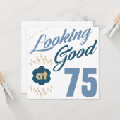 Carte 75e anniversaire à l'air bon (Devant/Arrière en situation)