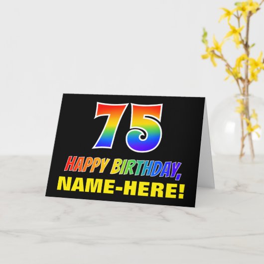 Carte 75e anniversaire : audacieux, amusant, simple, arc (Fleur jaune)