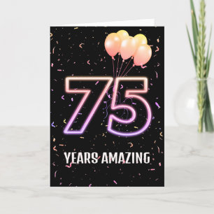 Carte 75e anniversaire Ballons et Confetti