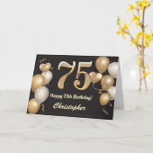 Carte 75e anniversaire Ballons noirs et or Anniversaire (Fleur jaune)