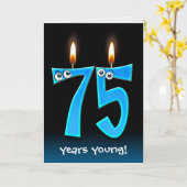Carte 75e anniversaire bougies avec boules d'yeux (Fleur jaune)