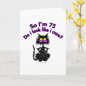 Carte 75e anniversaire Chat (Fleur jaune)