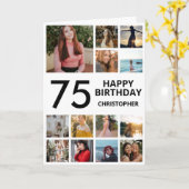 Carte 75e anniversaire Collage photo 13 photos noir blan (Fleur jaune)