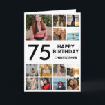 Carte 75e anniversaire Collage photo 13 photos noir blan<br><div class="desc">75e Joyeux Anniversaire Photo Collage 13 Photos Carte d'Anniversaire Noir et Blanc pour n'importe quel âge. 1er 13ème 15ème 16ème 18ème 20ème 21ème 30ème 40ème 50ème 60ème 70ème 80ème 90ème 100ème, tout âge. Pour plus de personnalisation, cliquez sur le bouton "Customiser" et utilisez notre outil de conception pour modifier ce...</div>