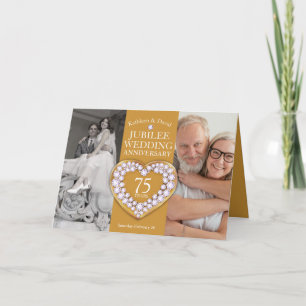 Carte 75e anniversaire de Jubilé mariage maintenant phot