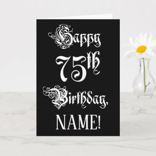 Carte 75e anniversaire : Fancy, Elegant Script + Nom per (Petite plante)