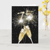 Carte 75e Anniversaire Feux de Bengale et Toast au Champ (Fleur jaune)