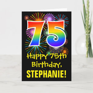 Carte 75e anniversaire : Fun Fireworks Motif + Rainbow 7