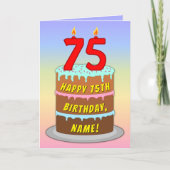 Carte 75e anniversaire — Gâteau amusant et bougies, avec (Devant)