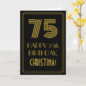Carte 75e Anniversaire : Look inspiré de l'Art Déco "75" (Fleur jaune)
