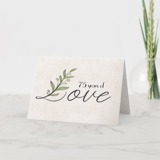 Carte 75e anniversaire Love Font avec Feuille (Devant)