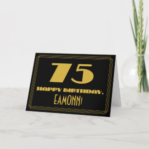 Carte 75e anniversaire : Nom + Art Déco Inspiré Look "75