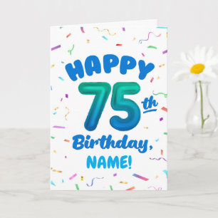 Carte 75e anniversaire, numéro de ballon, nom personnali