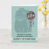 Carte 75e anniversaire Ours amérindien (Fleur jaune)