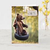 Carte 75e anniversaire Ours sur un pneu (Fleur jaune)