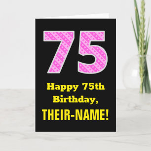 Carte 75e anniversaire : Pink Stripes and Hearts "75" + 