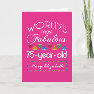 Carte 75e anniversaire plus fabuleux gemmes colorées ros