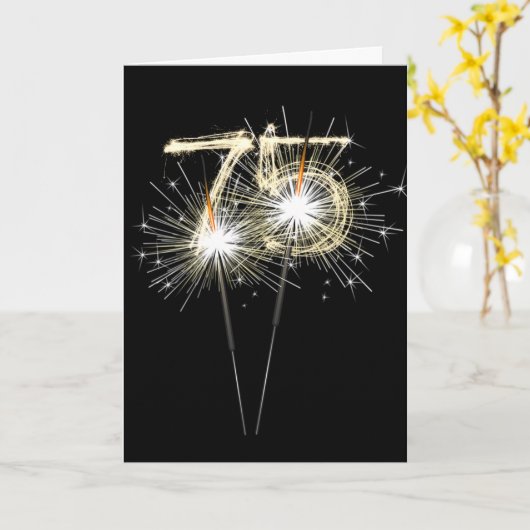 Carte 75e anniversaire Sparklers en noir (Fleur jaune)