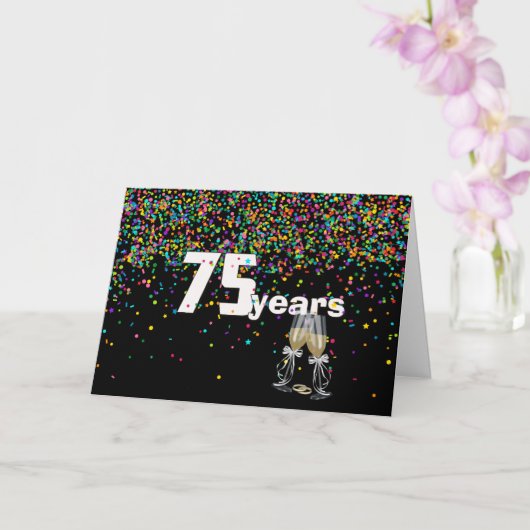 Carte 75e anniversaire toast in confetti (Orchidée)
