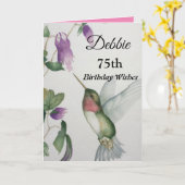 Carte 75e anniversaire Voeux de colibri Jardin (Fleur jaune)