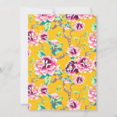 Carte 75e fête d'anniversaire surprise Fleurs roses jaun (Dos)