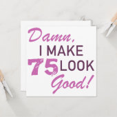 Carte 75e Humour d'anniversaire (Devant/Arrière en situation)