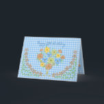 Carte 75e JOUR BLEU GINGHAM/FLOWERS<br><div class="desc">Carte en vichy bleu doux et dainty avec chemin en vichy fleurs. Voir la même image pour de nombreuses catégories différentes. Image conçue par Trudy Wilkerson - Crédits : quelques graphiques par Graphiques originaux (c)Delighghtful-Doodles (original artwork©delightful-doodles.com )</div>