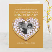 Carte 75e mariage anniversaire du jubilé mari photo (Fleur jaune)