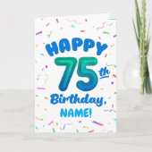 Carte 75th Birthday, Balloon Number, Customizable Name (Devant)