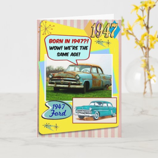 Carte 75th Birthday! Wow, same age as this 1947 Chevy! (Fleur jaune)