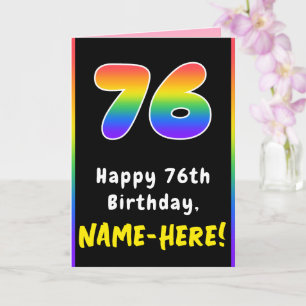 Carte 76e anniversaire : Arc-en-ciel coloré # 76, Nom pe