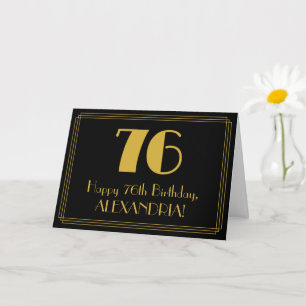Carte 76e anniversaire : Art Déco Inspiré Look "76" + No