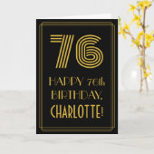 Carte 76e anniversaire : Art Déco Inspiré Look "76" & No (Fleur jaune)