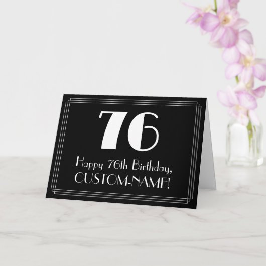 Carte 76e anniversaire ~ Art Déco Inspiré Look "76", Nom (Orchidée)
