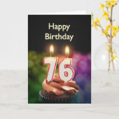 Carte 76e anniversaire avec bougies (Fleur jaune)